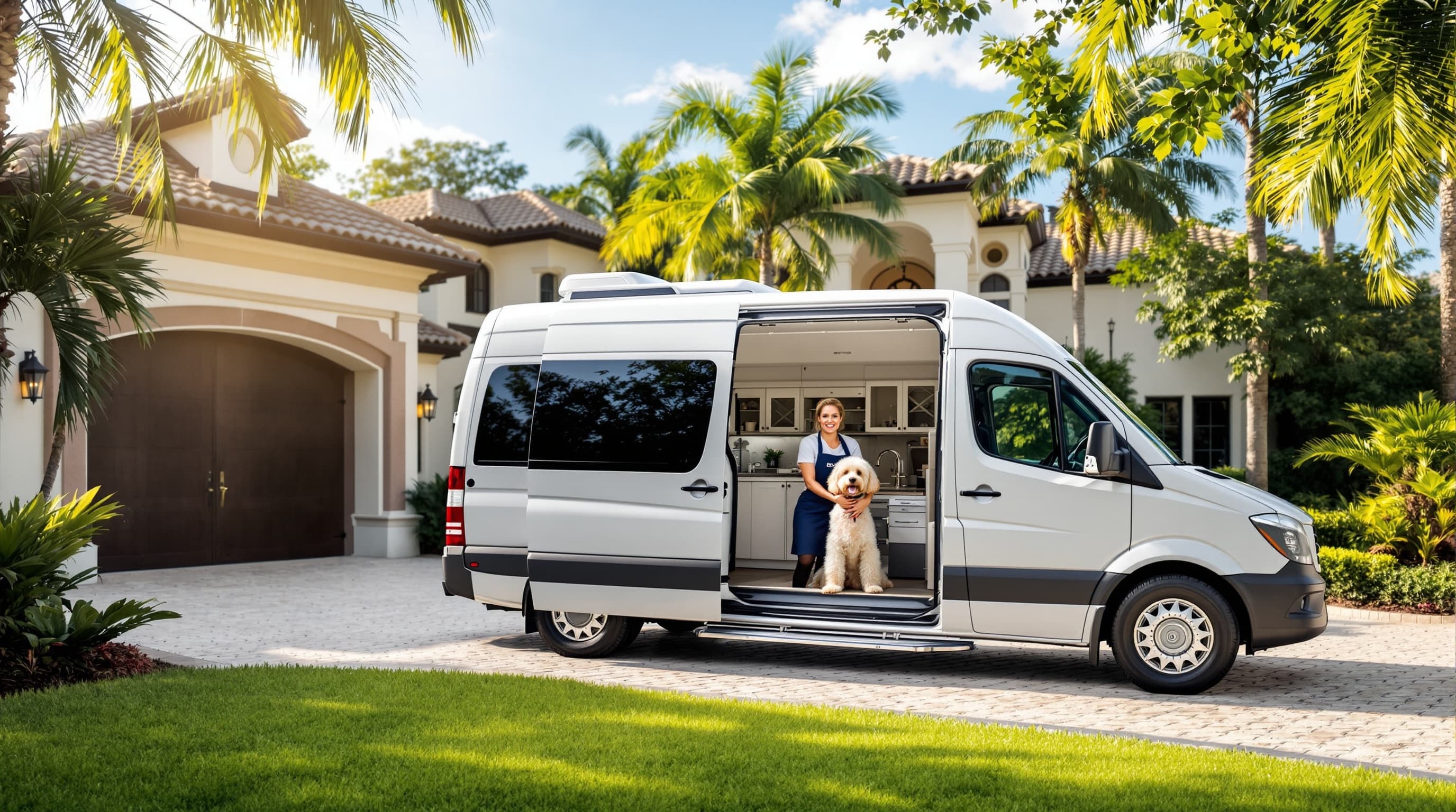 Our luxury grooming van at a Palm Beach estate